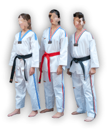 Στολή Taekwondo με ρίγες με σακάκι τύπου V