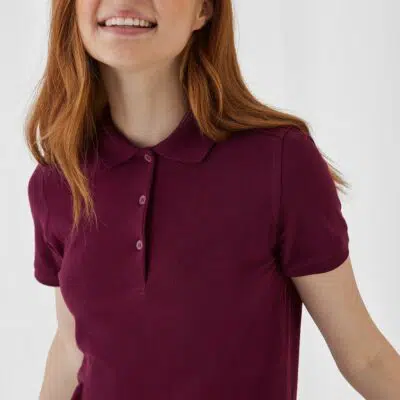 Short-sleeved piqué polo shirt for women